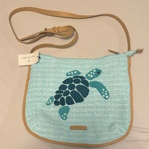 Vera Bradley Aqua and Tan Turtle Crossbody Bag
